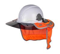Klein Tools 03011 Cappello da sole Sombrero a tesa larga ibrido da uomo con patta per il collo, tessuto 1200D ad alta visibilità e clip universali per elmetto rigido