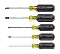 Klein Tools 19555 - Set di cacciaviti TORX con impugnatura a cuscino con punte T15, T20, T25, T27 e T30, 5 pezzi, nero/giallo