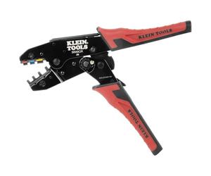 Klein Tools 3007CR Crimping Tool For Heat Shrink Connectors, Ratcheting Terminal Crimper, 10 to 22 AWG Stranded Copper Wire, Full-Cycle, 3-Cavity