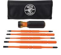 Klein Tools 32288 - Set di cacciaviti isolati, 8 in 1, con lame intercambiabili, 3 Phillips, 3 punte scanalate e 2 punte quadrate, nero/arancione