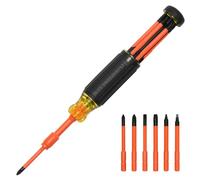 Klein Tools 32306INS - Cacciavite isolato multi-bit 6 in 1, driver multi-bit con collo di blocco automatico, 1000 V, con inserto di memorizzazione