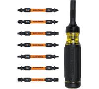 Klein Tools 32315HD - Cacciavite a cricchetto multi-bit 15 in 1, resistente agli urti, 7 punte a punta di torsione ProFlex, chiave a bussola da 1/4", 8 pezzi