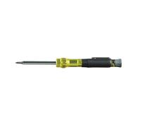 Klein Tools 32613 Cacciavite di precisione, HVAC 3 in 1 Cacciavite tascabile con punta Schrader, giallo/nero