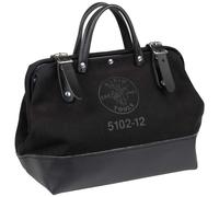 Klein Tools 510212BLK Borsa portautensili in tela nera resistente, borsa multiuso con ampia apertura a cerniera e manici in pelle, 12 pollici
