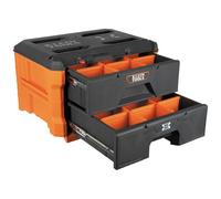 Klein Tools 54822MB MODbox - Cassetta degli attrezzi a 2 cassetti, sistema di archiviazione degli attrezzi modulare, guide con cuscinetti a sfera resistenti, 16 divisori, capacità 22,7 kg