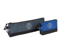Klein Tools 55559 - Borsa porta attrezzi con cerniera, con moschettoni, 17,8 cm blu e 35,5 cm, grigio con fondo rinforzato, confezione da 2