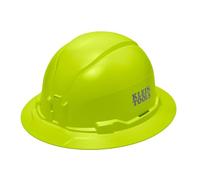 Klein Tools 60910 Casco di sicurezza, stile a bordo completo non ventilato, imbottito, fascia anti-odore anti-odore, testato fino a 20 kV, alta visibilità, verde lime