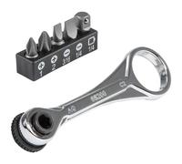 KLEIN TOOLS 65200 | Set cricchetto mini profilo sottile 5 pezzi | Adattatore e punte inclusi | Ideale per spazi stretti | Acciaio resistente