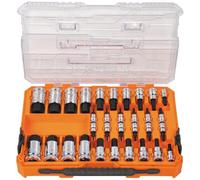 Klein Tools 65233HEX - Set di chiavi a bussola esagonali, 1/4, 3/8, 1/2", zigrinate, SAE (da 5/64 a 3/4") e metriche (da 2 a 19 mm) con custodia MODbox, 32 pezzi