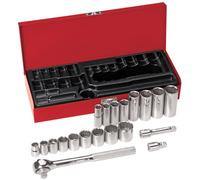 Klein Tools 65508 - Set di chiavi a bussola da 3/8" con 6 punti, 12 e 6 punti, misure SAE, custodia inclusa, 20 pezzi