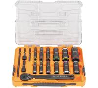 Klein Tools 65626 KNECT Set di bussole a percussione per pozzi profondi, cricchetto da 3/8", 24 dimensioni SAE e metriche, custodia MODbox