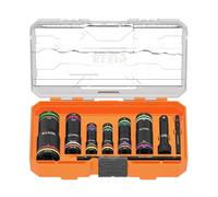 Klein Tools 656QS KNECT Quad Socket, 24 misure in 6 prese, codice colore 4 in 1 SAE e metrica, resistente agli urti, per pozzi profondi, attacco da 1/4" e 3/8", albero da 3-1/2" e 6-1/2"