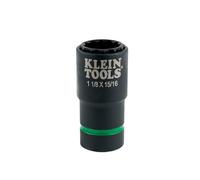 Klein Tools 66016 2-in-1 Impact Socket with 12-Point Deep Sockets, Coaxial Spring Loaded in 1-1/8 and 15/16-Inch Sizes