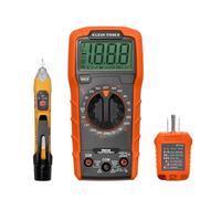 Klein Tools 69149P - Kit di test elettrico con multimetro digitale, tester di tensione senza contatto e tester per prese elettriche, cavi e batterie, verde, rosso
