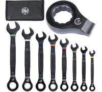 Klein Tools 69408G - Set di chiavi combinate a cricchetto, SAE, 5/16 a 3/4", in lega di acciaio a 90 denti, con custodia in schiuma, 8 pezzi