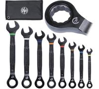 Klein Tools 69408G - Set di chiavi combinate a cricchetto, SAE, 5/16 a 3/4", in lega di acciaio a 90 denti, con custodia in schiuma, 8 pezzi