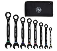 Klein Tools 69408G - Set di chiavi combinate a cricchetto, SAE, 5/16 a 3/4", in lega di acciaio a 90 denti, con custodia in schiuma, 8 pezzi
