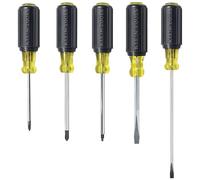 Klein Tools 80031 Set di cacciaviti, kit da 5 pezzi, include 2 scanalati, 2 Phillips e 1 cacciavite a punta quadrata, impugnatura per cuscino Comfort