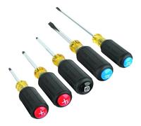 Klein Tools 80031C - Set di 5 cacciaviti colorati con punte di precisione e impugnatura ammortizzata, made in USA, 2 a taglio, 2 Phillips, 1 quadrato