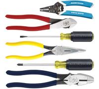 Klein Tools 80080 Hand Tool Kit includes 2 Screwdrivers, 3 Pliers, Wire Stripper and Cutter, for Electricians, 6-Piece