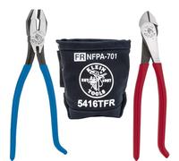 Klein Tools 80081 - Set di pinze a taglio diagonale per operai in ferro, tronchesi laterali resistenti e borsa porta attrezzi in tela resistente alle fiamme, 3 pezzi