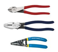 Klein Tools 80121 - Kit pinza spellafili con spellafili, pinze lineman e frese diagonali, 3 pezzi
