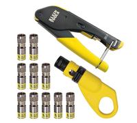 Klein Tools 80151 - Set di connettori a compressione per cavo coassiale e spellafili per un'installazione rapida e affidabile, 3 pezzi