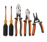 Klein Tools 94130 - Set di cacciaviti isolati, 1000 V con punte sottili per armadietti da 1/4", 2 pinze e spelafili, utensili da cucina
