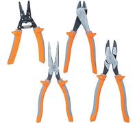 Klein Tools 9417R - Set di 4 pinze isolate e spelafili, tronchese laterale, tronchese diagonale, pinze a becco lungo, spelafili, 4 pezzi