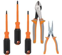 Klein Tools 9419R - Set di attrezzi isolati 1000 V con tronchese diagonale, pinze a becco lungo e 3 cacciaviti, 5 pezzi