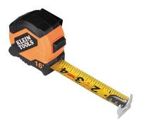 Klein Tools 9516 - Metro a nastro compatto a doppio gancio, con freno a dito, lama in nylon, facile da leggere, linee in grassetto