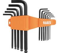 Klein Tools BLS12 12-Piece Hex Key Wrench Set, SAE, Heat-Treated, L-Style Ball-End Keys Sizes 1/16-Inch to 3/8-Inch, Twist-to-Lock Case