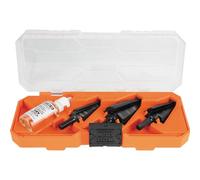 Klein Tools KTSBSPRO Set di 3 punte per elettricista con olio da taglio, custodia modulare, gambo esagonale da 3/8", doppia scanalatura dritta