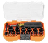 Klein Tools ProFlex 33805 - Set di 38 cacciaviti a percussione SAE con custodia modulare, in acciaio S2, magnetico, cacciavite regolabile, 29 bit, 6 dimensioni delle prese SAE