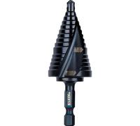 Klein Tools QRST11 Punta per trapano a gradino, a spirale a sgancio rapido, a doppia scanalatura, da 7/8 a 1-1/8", gambo esagonale, acciaio tagliato, legno, plastica, alluminio