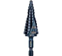 Klein Tools QRST14 - Punta per trapano a gradino, sgancio rapido, a spirale a doppia scanalatura, da 3/16 a 7/8", gambo esagonale, acciaio tagliato, legno, plastica, alluminio