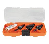 Klein Tools QRSTSPRO - Set di 3 punte per elettricista con olio da taglio, custodia modulare, sgancio rapido a impatto, doppia scanalatura a spirale