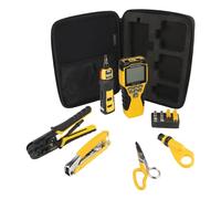 Klein Tools Scout Pro 3 - Set di strumenti per l'installazione dei cavi, con crimpatrici, tester per cavi Scout Pro 3, cesoie, strumento di punzonatura, custodia, 6 pezzi