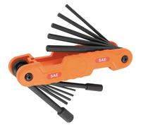 KLEIN TOOLS Set di chiavi esagonali 70550, 11 misure SAE, chiave a brugola pieghevole resistente, con chiavi esagonali extra lunghe, arancione