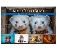 Kleine freche Nerze (Tischkalender 2026 DIN A5 quer), CALVENDO Monatskalender: Niedliche Wirbelwinde mit flinken Pfoten und frechem Charme, die stets für Überraschungen gut sind.