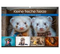 Kleine freche Nerze (Wandkalender 2026 DIN A2 quer), CALVENDO Monatskalender: Niedliche Wirbelwinde mit flinken Pfoten und frechem Charme, die stets für Überraschungen gut sind.