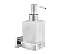 Kleine Wolke Dispenser di sapone da parete, in ottone e acciaio inox, latteo, Länge 6,2 x Breite 9,5 x Höhe 15,8 cm