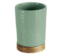Kleine Wolke Portaspazzolino Palm, accessori, colore Maldivia, materiale: gres, acacia, lunghezza 7,8 x larghezza 7,8 x altezza 11 cm