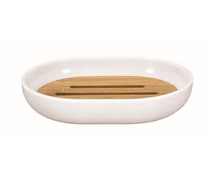 Kleine Wolke Timber portasapone da appoggio bianco-legno 5877100853