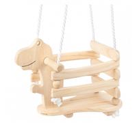 Small Foot 11589 Dinoschaukel Rex aus Holz, Stabil und sicher aufgrund Einer erhöhten Umrandung, ab 18 Monaten Giocattolo Colore: Legno