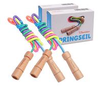 KLEINTOBER Confezione da 2 corde per saltare per bambini e bambine | 220 cm Combas, regolabile, arcobaleno, con istruzioni e certificati per la motivazione | ideale come regalo