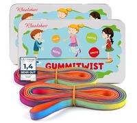 Kleintober Set di 2 elastici in gomma per bambini - Due elastici rimbalzanti Twister I Gioco per interni ed esterni - Nastro arcobaleno con istruzioni per i giochi - Per ragazze e ragazzi I