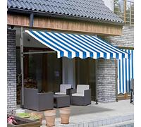 Klemmmarkise Balkon ohne Bohren - Handkurbel Sonnenschutz, Höhen- & Winkelverstellbar, Wasserabweisend, Einfache Montage für Terrasse, Garten, Balkon - Ideal für Schutz & Komfort (Blau)