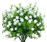 KLEMOO Fiori artificiali finti per esterni, resistenti ai raggi UV, piante in legno di bosso arbusti, vegetazione in plastica sintetica per interni ed esterni, fioriera da appendere, decorazione per