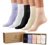 Klenton 5 Paia di calzini in Bambù da Donna, Calze in Bambù Morbidi e Traspiranti, Calzini Classici da Donna in Bambù con Confezione Regalo, Taglia 37-42